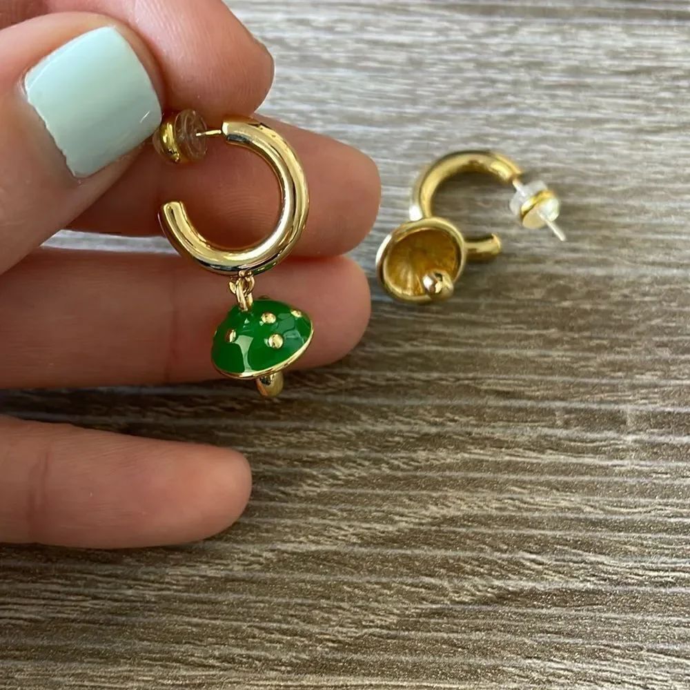 Green mushroom drop earrings N240